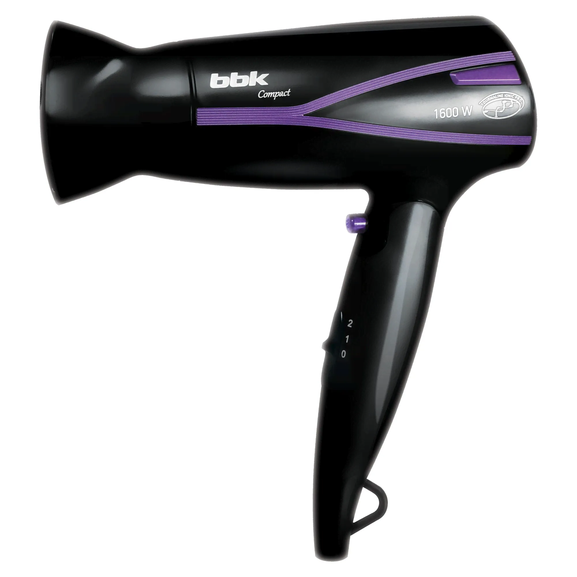 Фен BBK BHD1608i 1600Вт черный/фиолетовый складной
